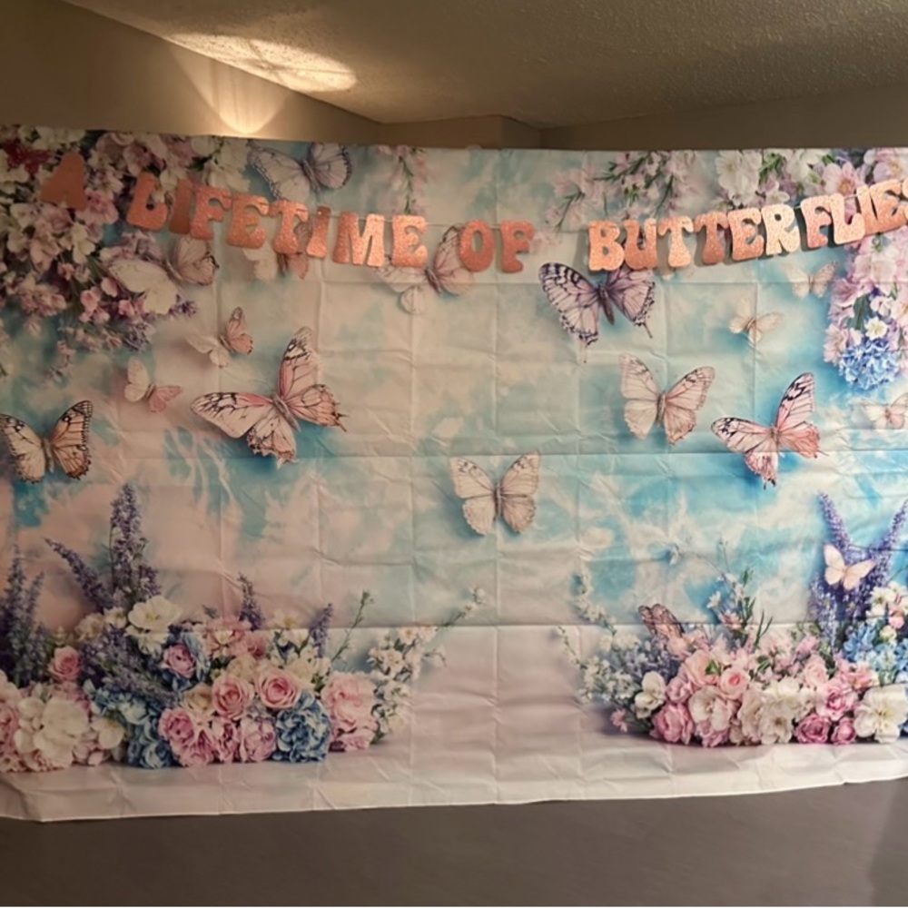 Butterfly Floral Backdrop for Photos Bridal or Baby Shower